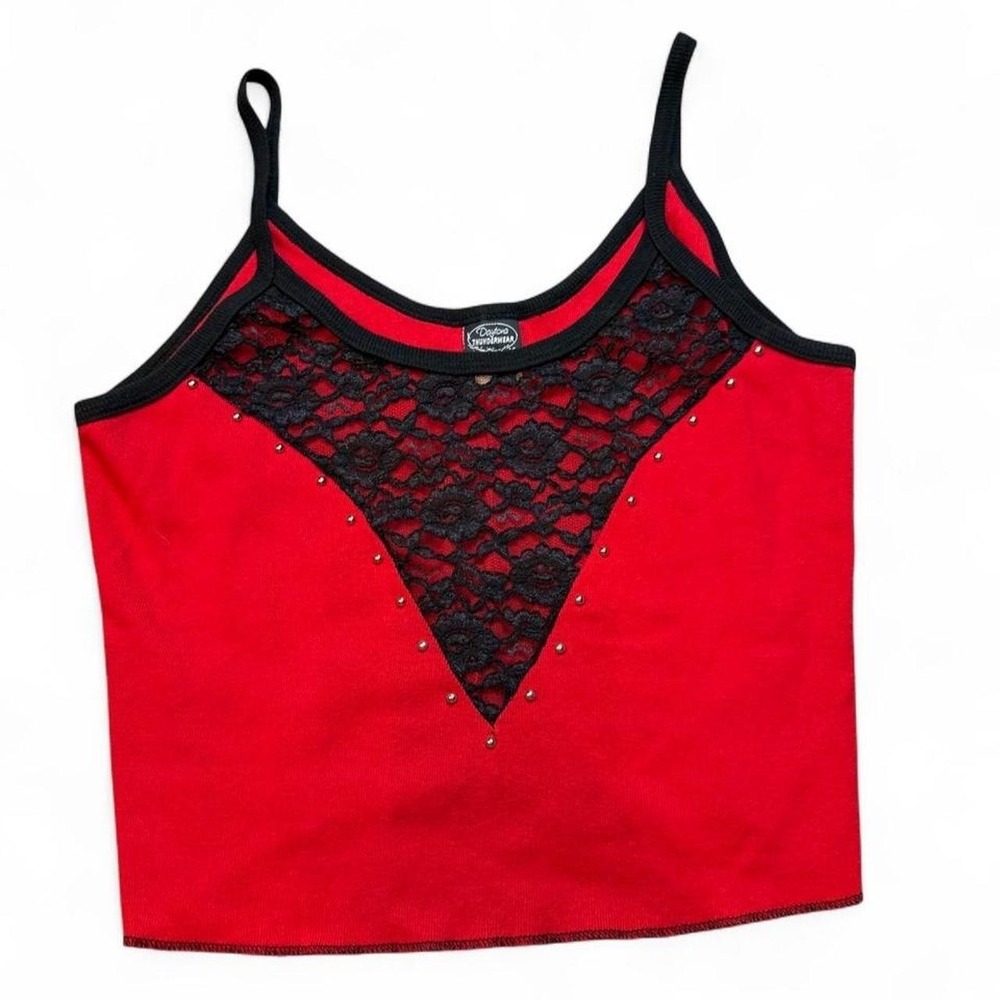 Vintage biker punk goth grunge Daytona thunderwear cropped tank top L/XL
